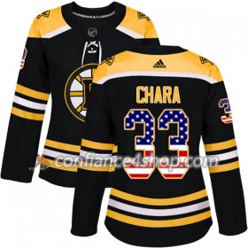 Adidas Maillot de Hockey Boston Bruins Zdeno Chara 33 2017-2018 Noir USA Flag Fashion Authentic - Femme